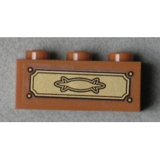 Part 3622pb048 Medium Light Flesh Brick 1 x 3 with Gold Drawer Pattern (Sticker) - Set 4840 